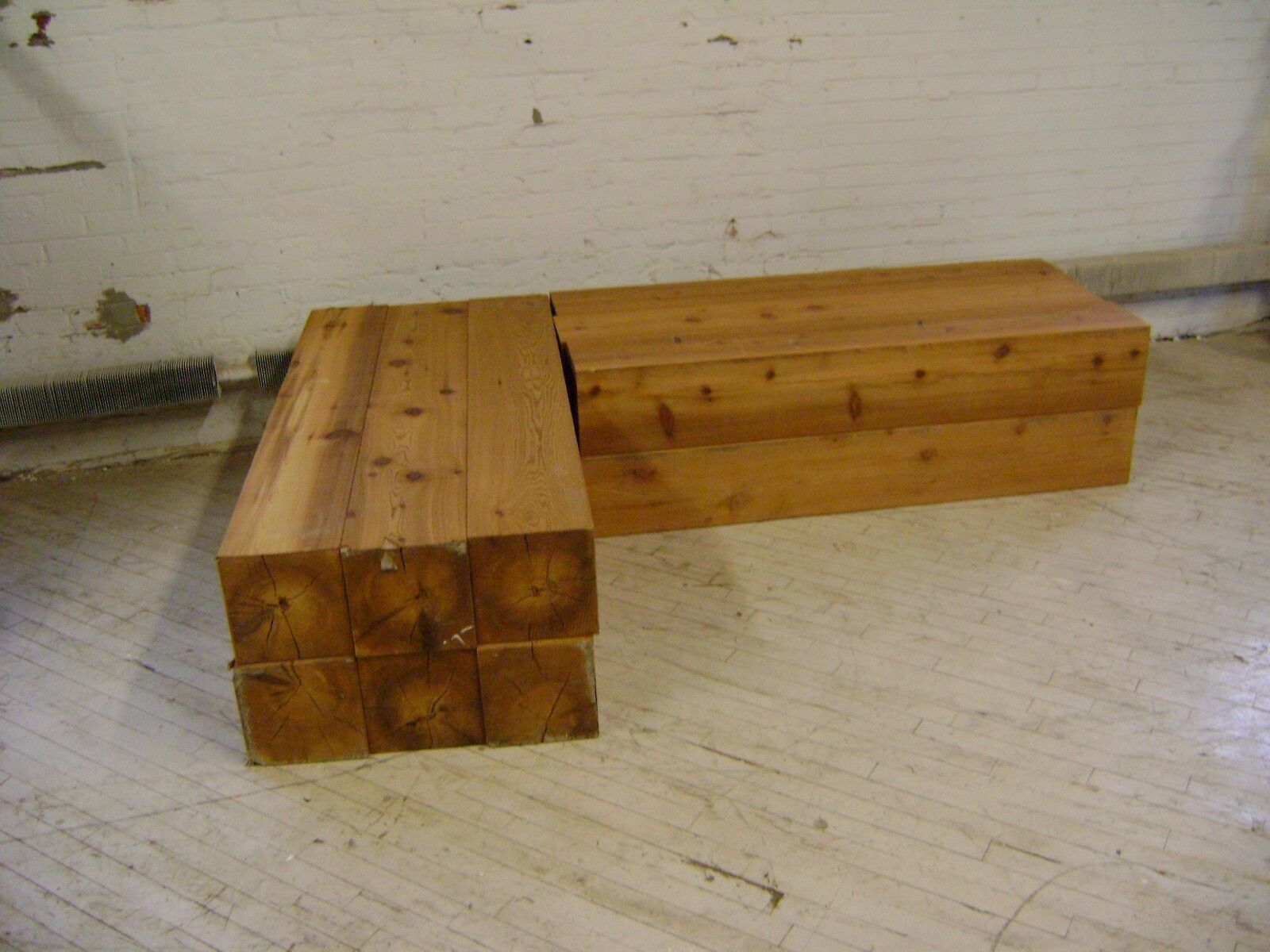 RETAIL MECHANDISE RISER BASE BENCH FARMHOUSE  LOOK SEAT LUMBER PROP SET 2