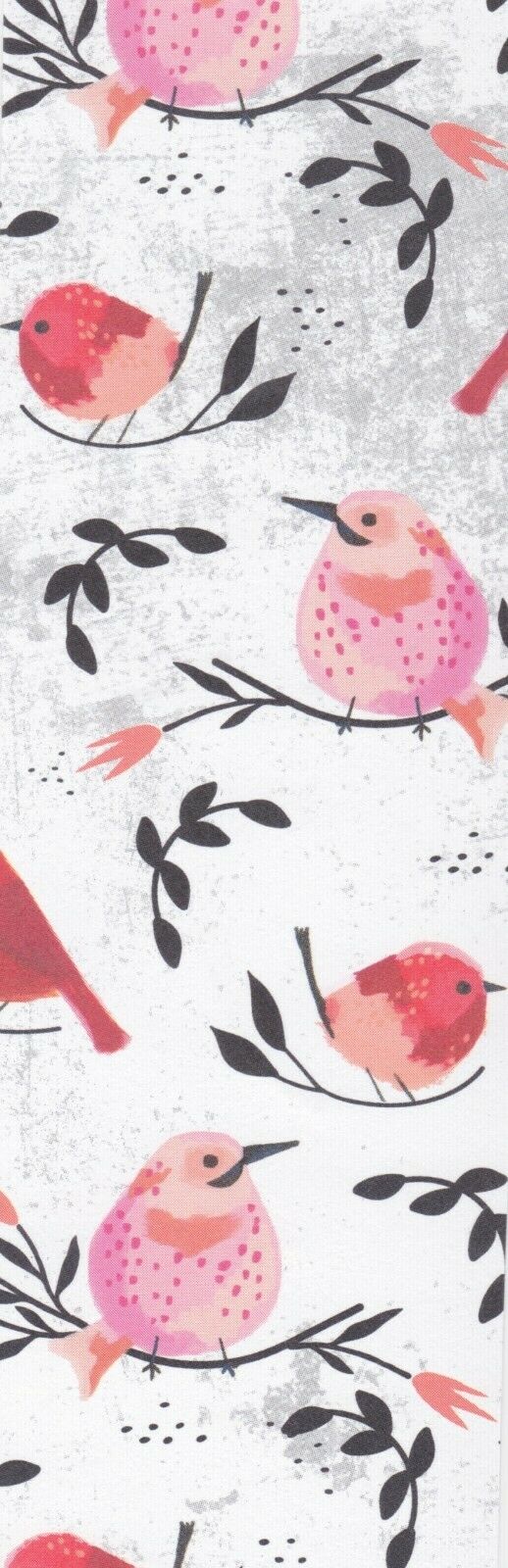 Red/Pink Birds decorative paper,  laminated bookmark
