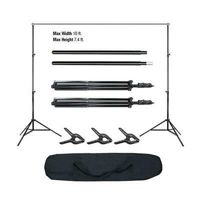 10ft Studio Photo Background Backdrop Triple Supoort Kit Stand with Crossbar kit