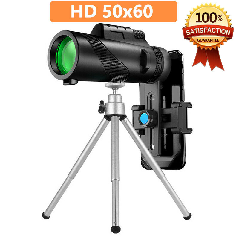 50X60 Zoom Optical HD Lens Monocular Telescope + Tripod + Clip for Cell Phone