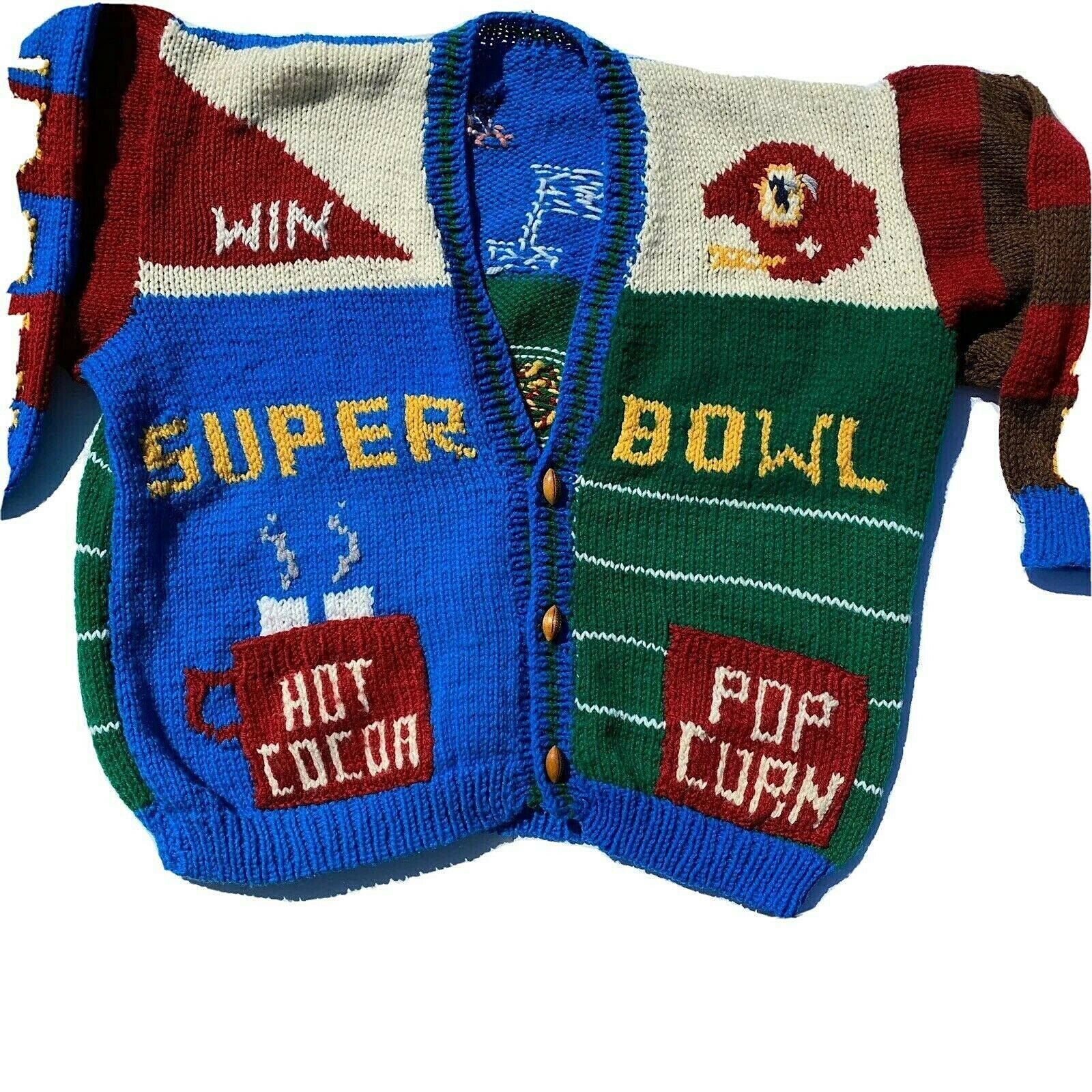 Hand Made WASHINGTON REDSKINS Super Bowl Knit Sweater - VG condition