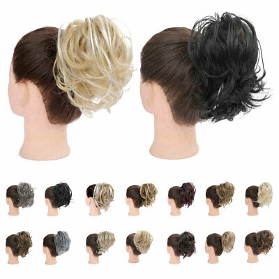 100% REAL Messy Bun Scrunchie Hair Extensions Ponytail Blonde Hairpiece As Human