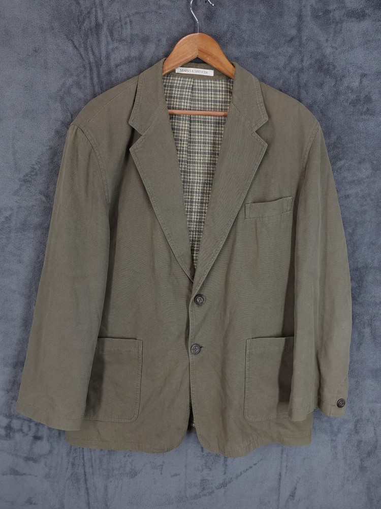 Vintage St Michael Jacket Men 46S Green Khaki M&S Chore Cotton Country Utility