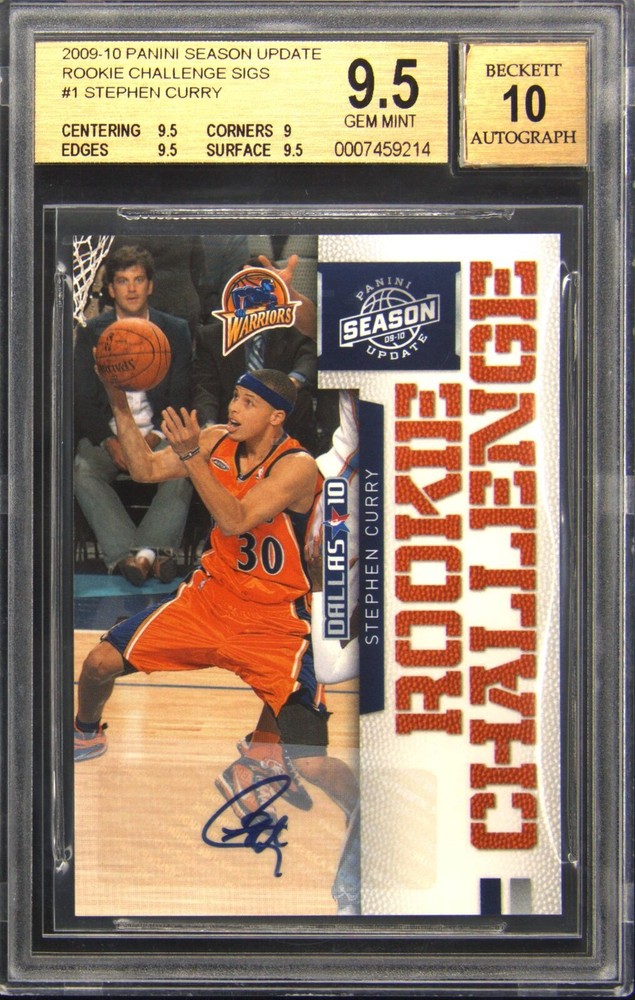 2009-10 PANINI SEASON UPDATE RC SIGNATURES STEPHEN CURRY RC /49 BGS 9.5 AUTO 10