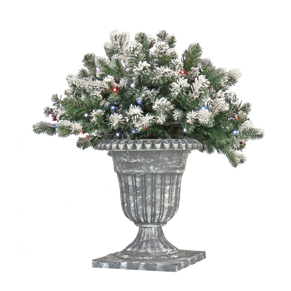 24 in. Pre-Lit Snowy Sheffield Spruce Porch Bush with Twinkly LED Lights, Plug-I