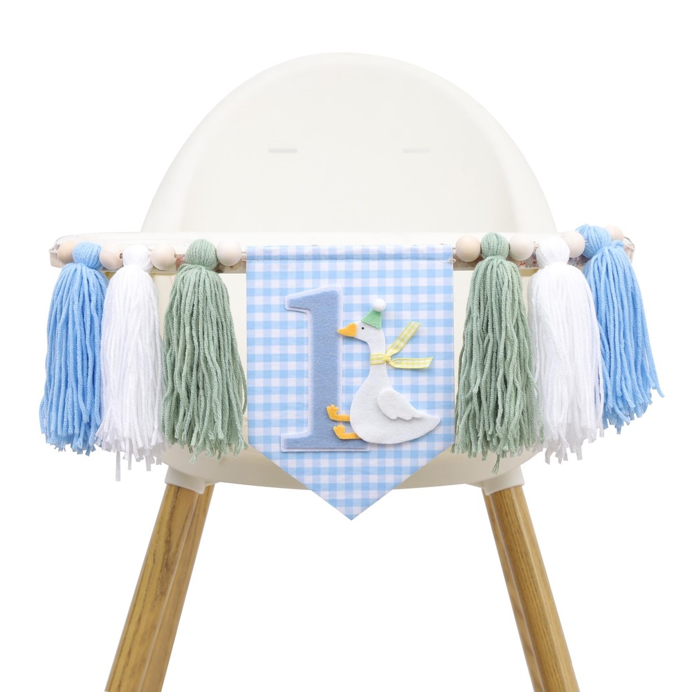 Goose Theme High Chair Banner for Boys - 1st Birthday Decoration