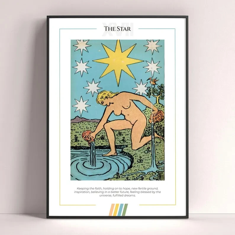 Star Tarot Card Art Print Digital Downloadable Poster