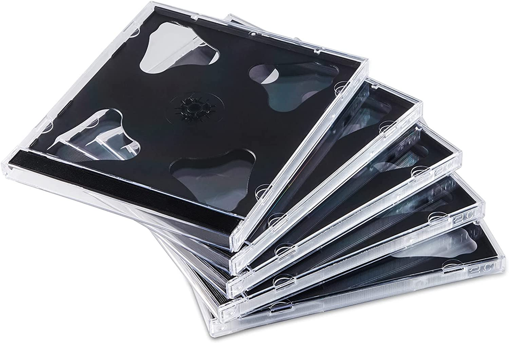 10.4 Mm Standard Double (2 Discs Capacity) Clear CD Jewel Case  Black