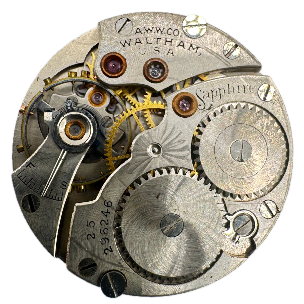 Vintage 1926 Waltham 15J Hunter Pocket Watch Movement Sapphire 6/0s USA