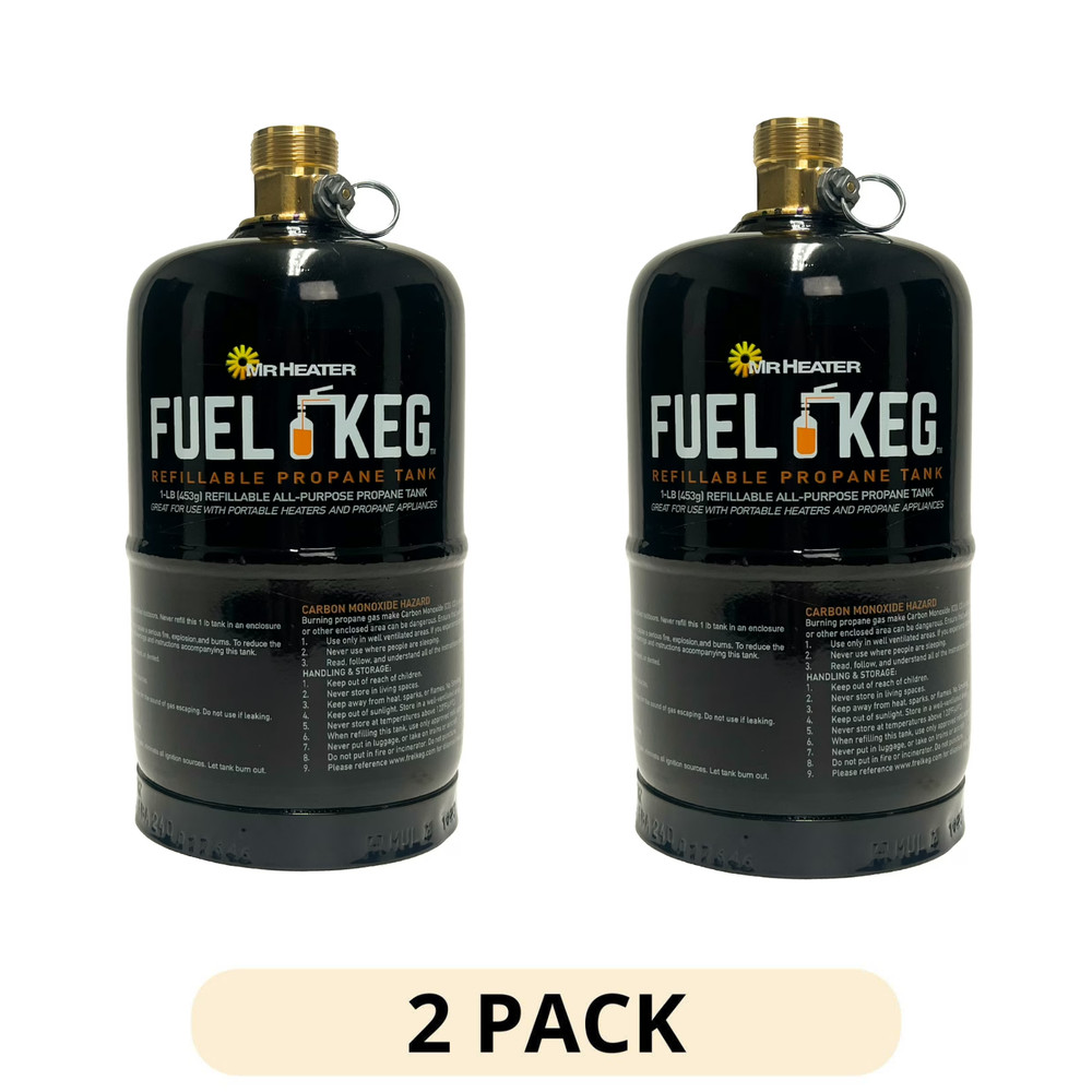 2 Pack 1lb Propane Tank Refillable Empty Fuel Keg Portable Gas Cylinder