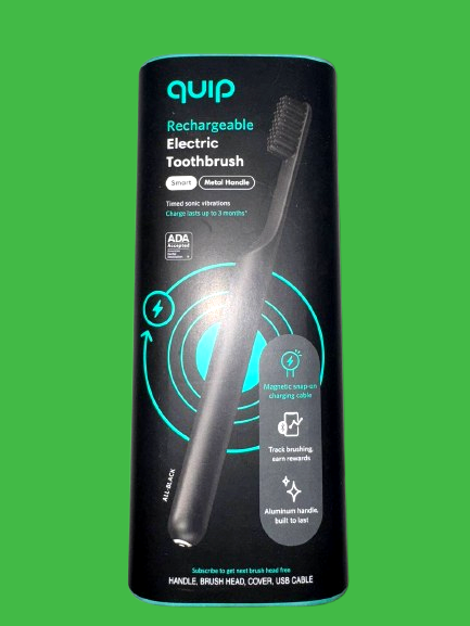 Quip Rechargable Electric Toothbrush Smart Sonic Vibration Metal Handle Black