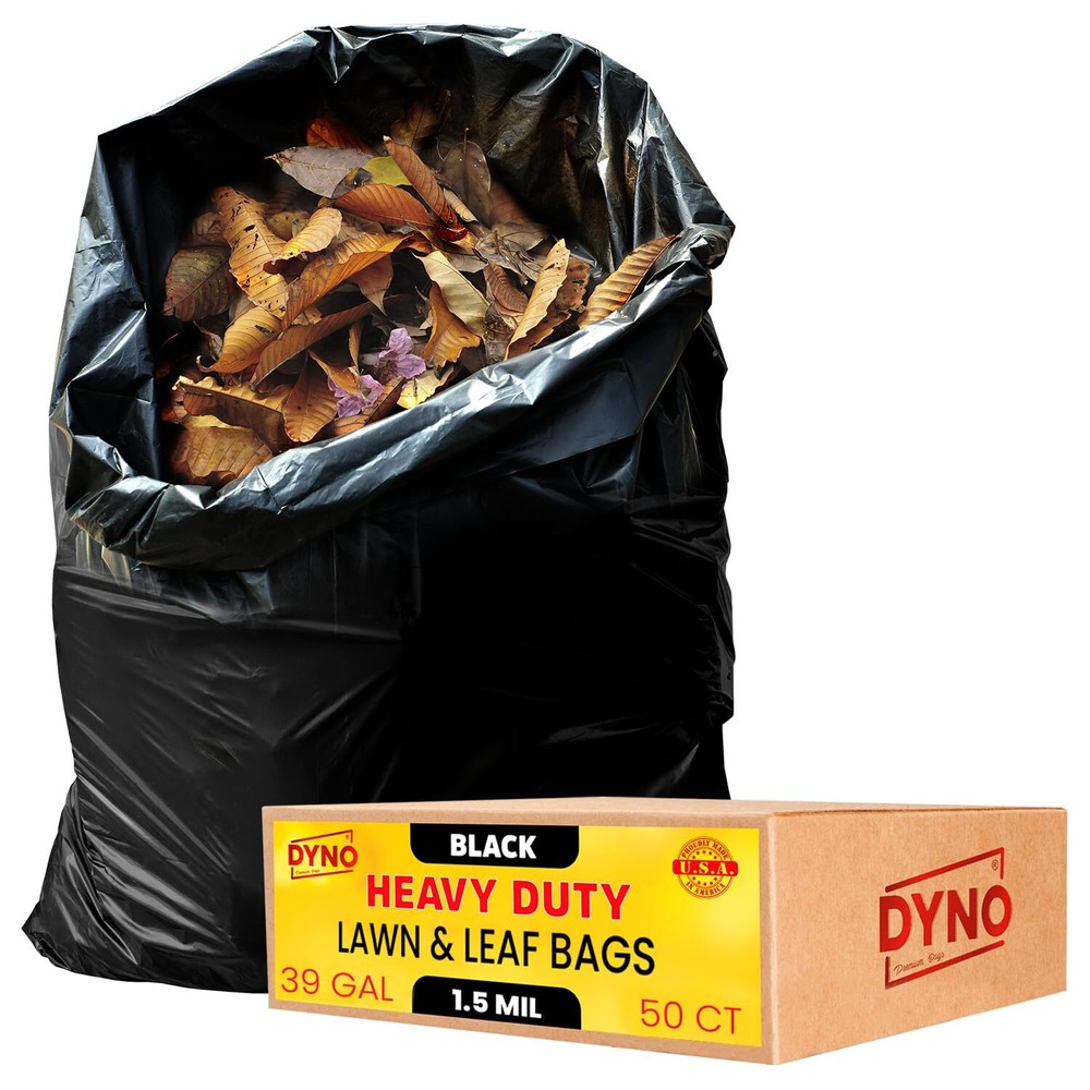 39 Gallon Trash Bags Heavy Duty 1.5 Mil Black - 50 Count Large Trash Bags