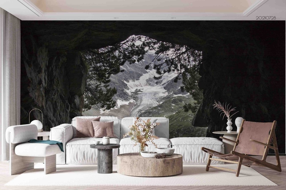 3D Rocks Cave Mountain Landscape Wall Murals Wallpaper Murals Wall Sticker