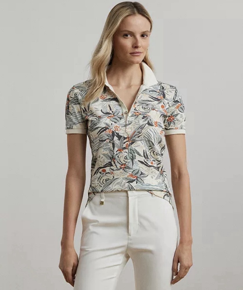 NEW Ralph Lauren Size 1x Print Stretch Piqué Polo Short Sleeve Shirt Top NWT