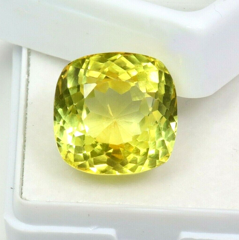 15.30 Ct Natural Ceylon Yellow Sapphire GIE Certified Cushion Cut Loose Gemstone
