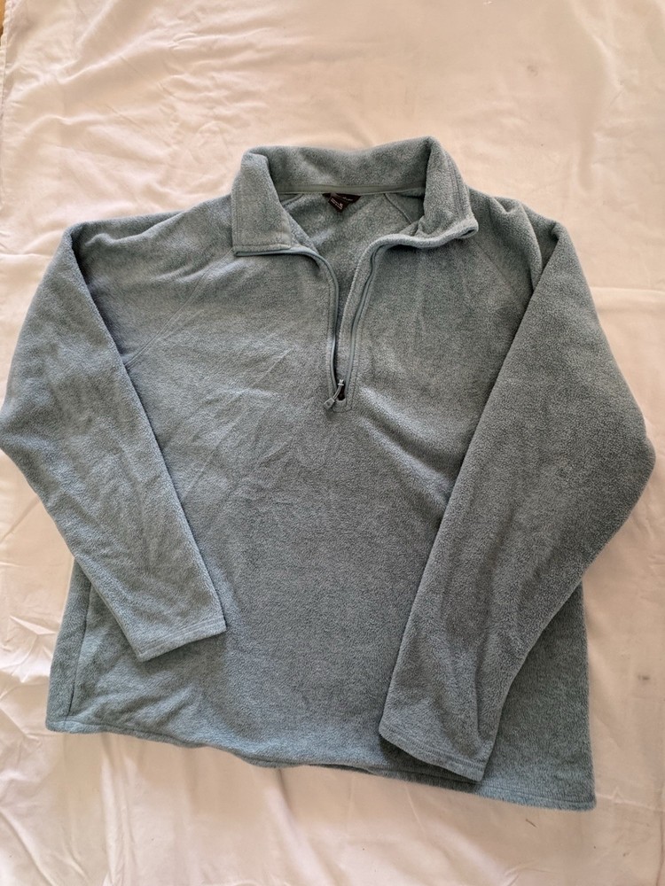 Eddie Bauer Women's Long Sleeve Polar Fleece Quarter Zip Pullover XL Blue