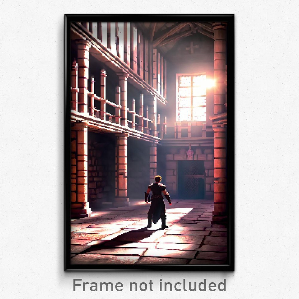 8-Bit Stupendous Dungeon Pixel Art Video Game Poster  