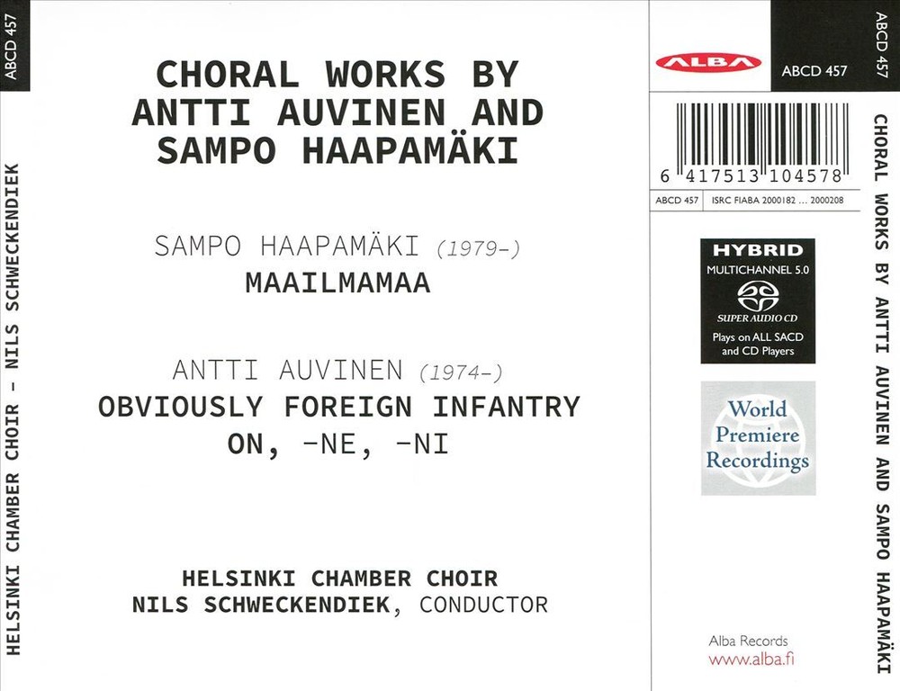 Helsinki Chamber Choir performs choral works by Antti Auvinen and Sa under Nils Schweckendiek