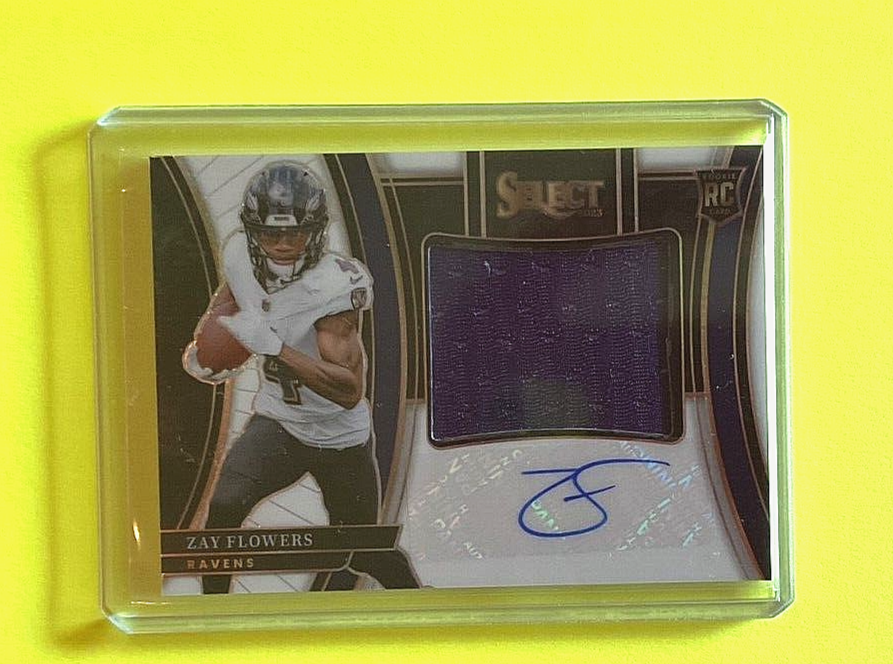 Zay Flowers Rookie Auto/Mem. #/75- 2023 Panini Prizm/Select Football