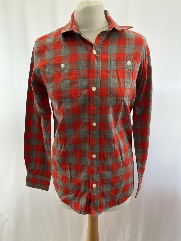 Boys XL 12Y Grey Red Check Long Sleeve Shirt by Gap