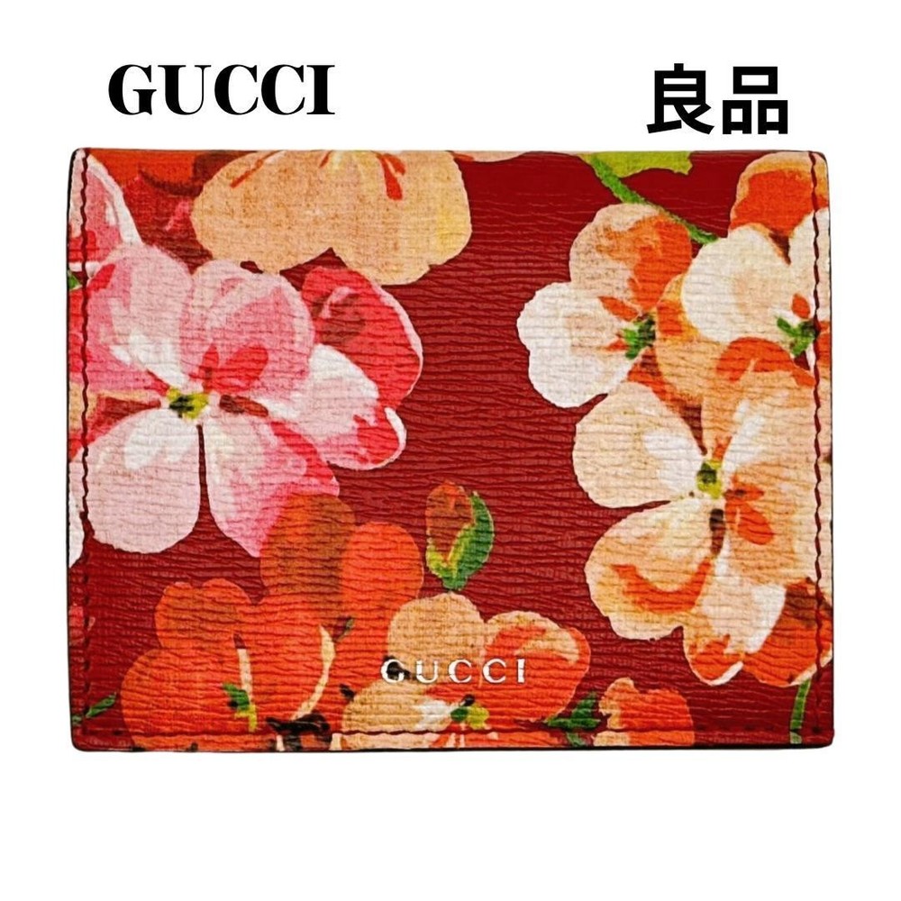 GUCCI GG Blooms Folded Wallet in Flora Red Flower Print Pre-Owned No Box