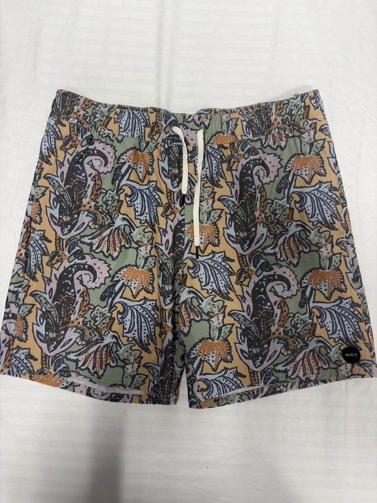 RVCA Board Shorts Mens Large Floral AOP Beach Swim Trunks 7” Inseam Nice Clean