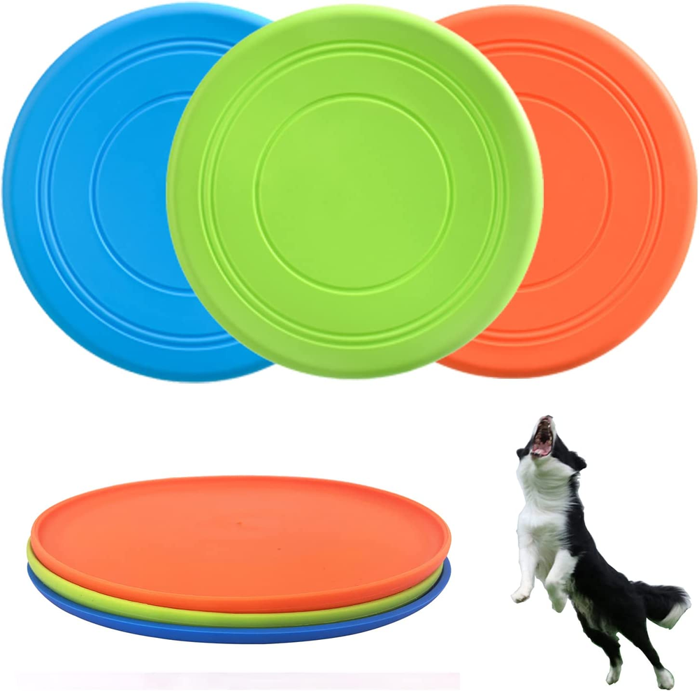 Dog Flying Disc, 3 Pack Dog Flyer Dog Toy, Dog Soft Rubber Interactive Lightweig