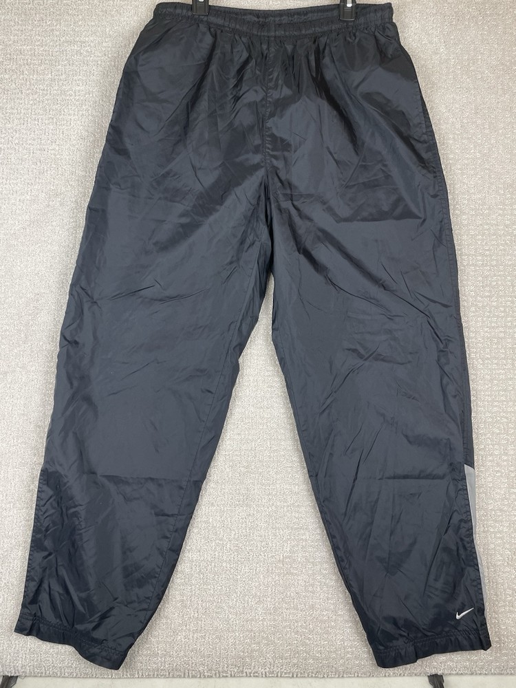 Vintage Nike Track Pants Men’s Size 2XL Black Baggy Windbreaker Lined Y2K 90s