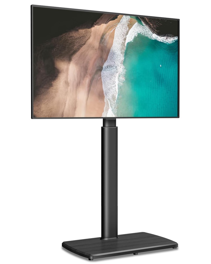 Swivel Floor TV Stand 32-70 Tall Universal Mount Wooden Base Black