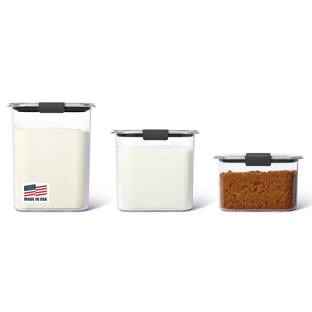 Rubbermaid Brilliance Plastic Food Storage Pantry Baking Set, 3 Containers wi...