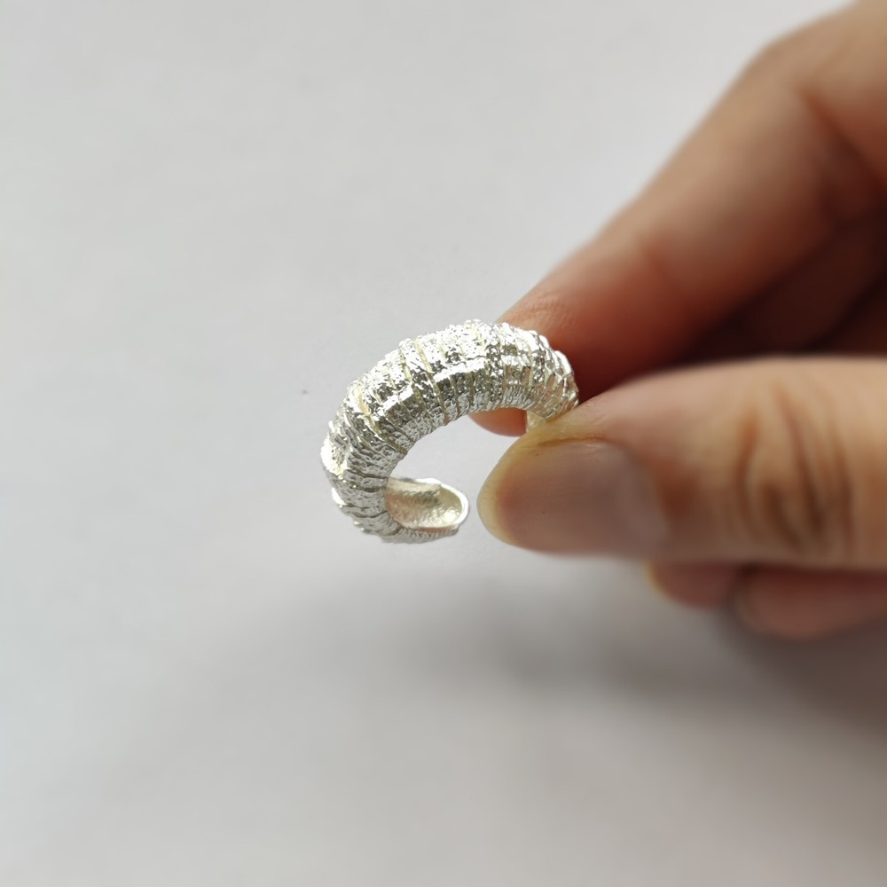 Statement Silver Textured Ring, Dainty Silver Plated Ring Adjustable Silver Ring