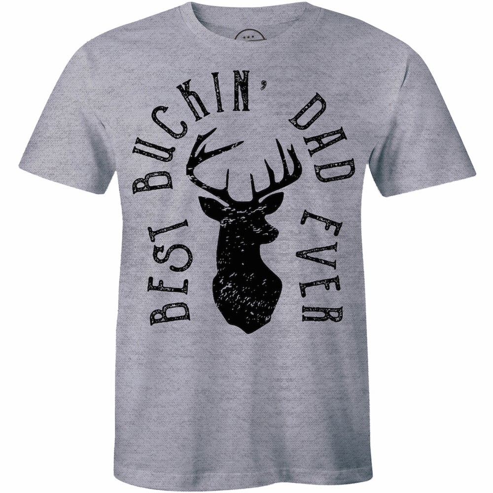 Mens Best Buckin Dad Ever Antlers Tshirt Funny Fathers Day Hunting Tee For Guys