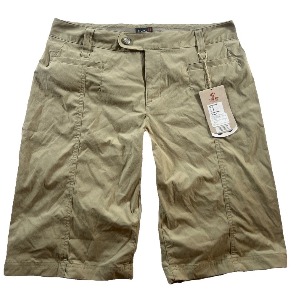 Royal Robbins Hiking Shorts Womens 6 Nylon Stretch Bermuda 4-Way Beige Walking
