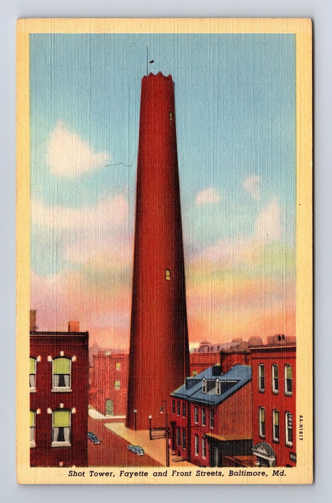 Vintage Baltimore MD Shot Tower Postcard at Fayette & Front Streets