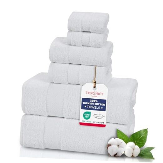 6-Piece Luxury White Bath Towel Set – Hotel & Spa Softness  