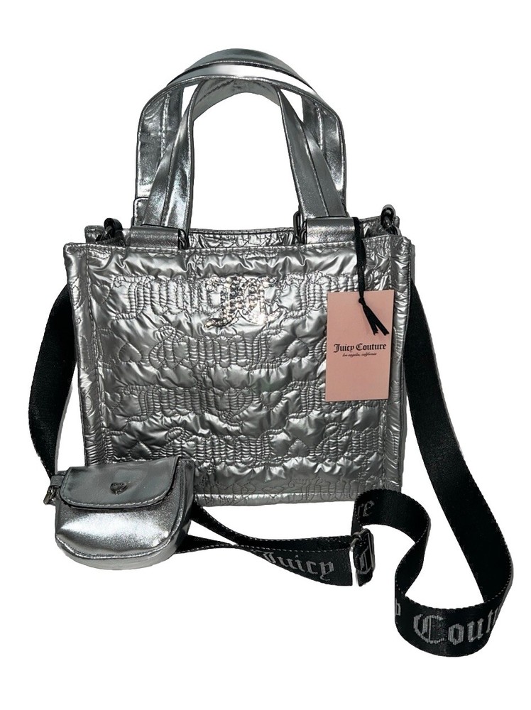 NWT Juicy Couture Pink League Mini Tote Handbag Crossbody Silver w/ Coin Purse
