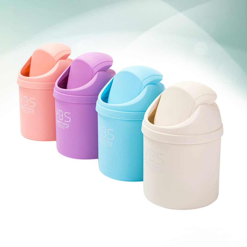 4 Pcs Trash Can with Lid Covered Wastebasket Environmental Protection