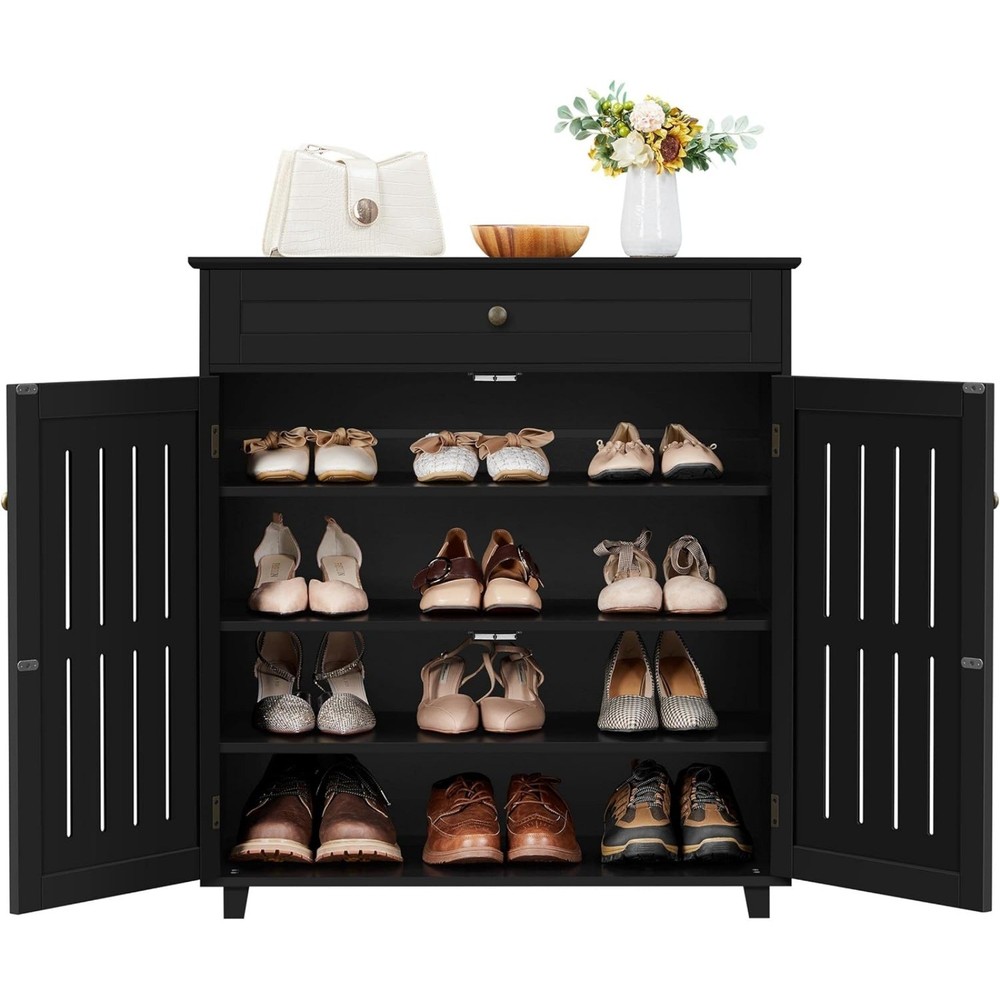 4-Tier Shoe Rack Organizer Cabinet with Drawer for Entryway Storage