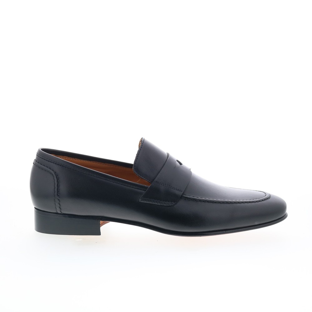 Zelli Italia Roma Calfskin Mens Black Leather Loafers & Slip Ons Penny Shoes 9