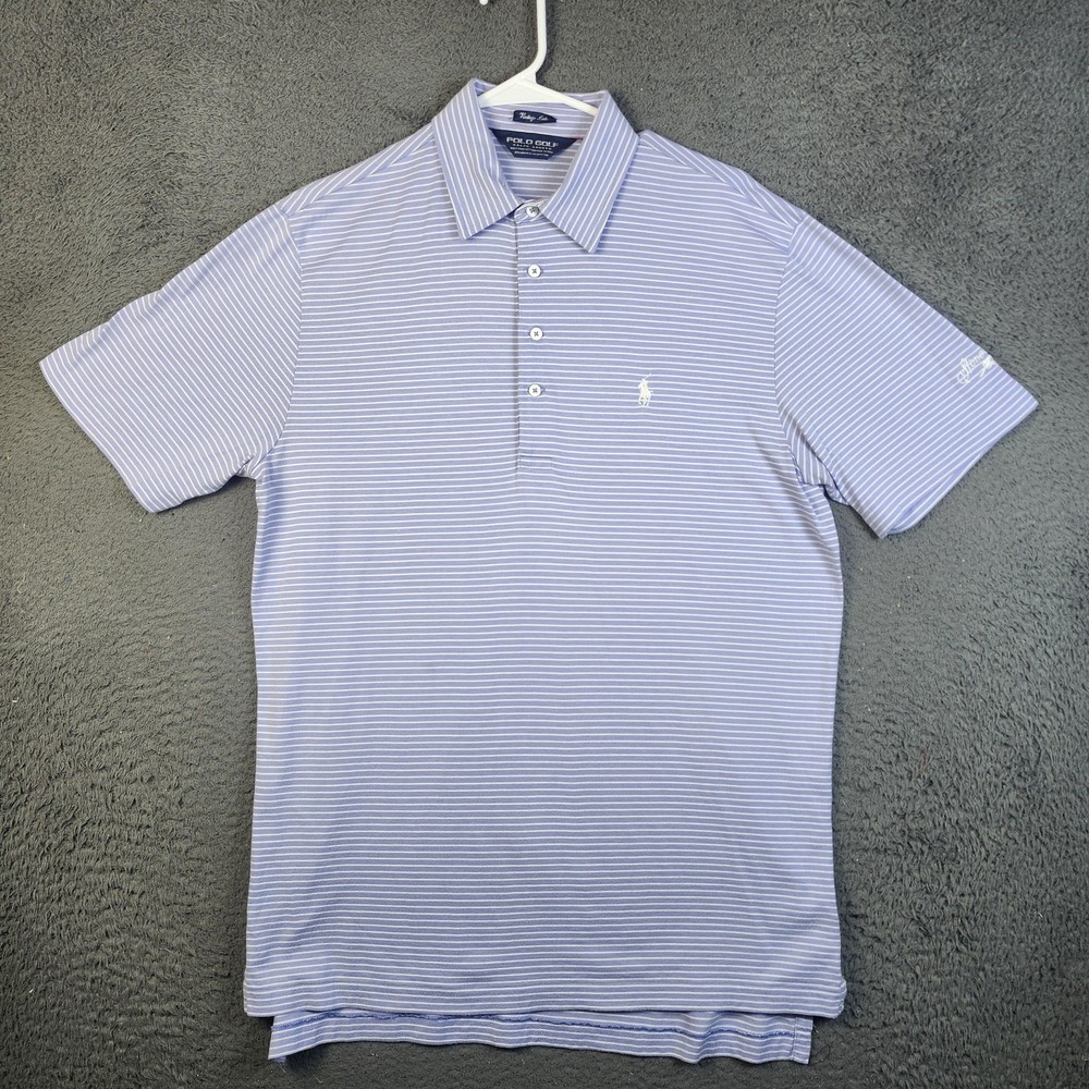 Polo Golf Ralph Lauren Polo Shirt Mens Medium Blue White Stripe Pima Cotton