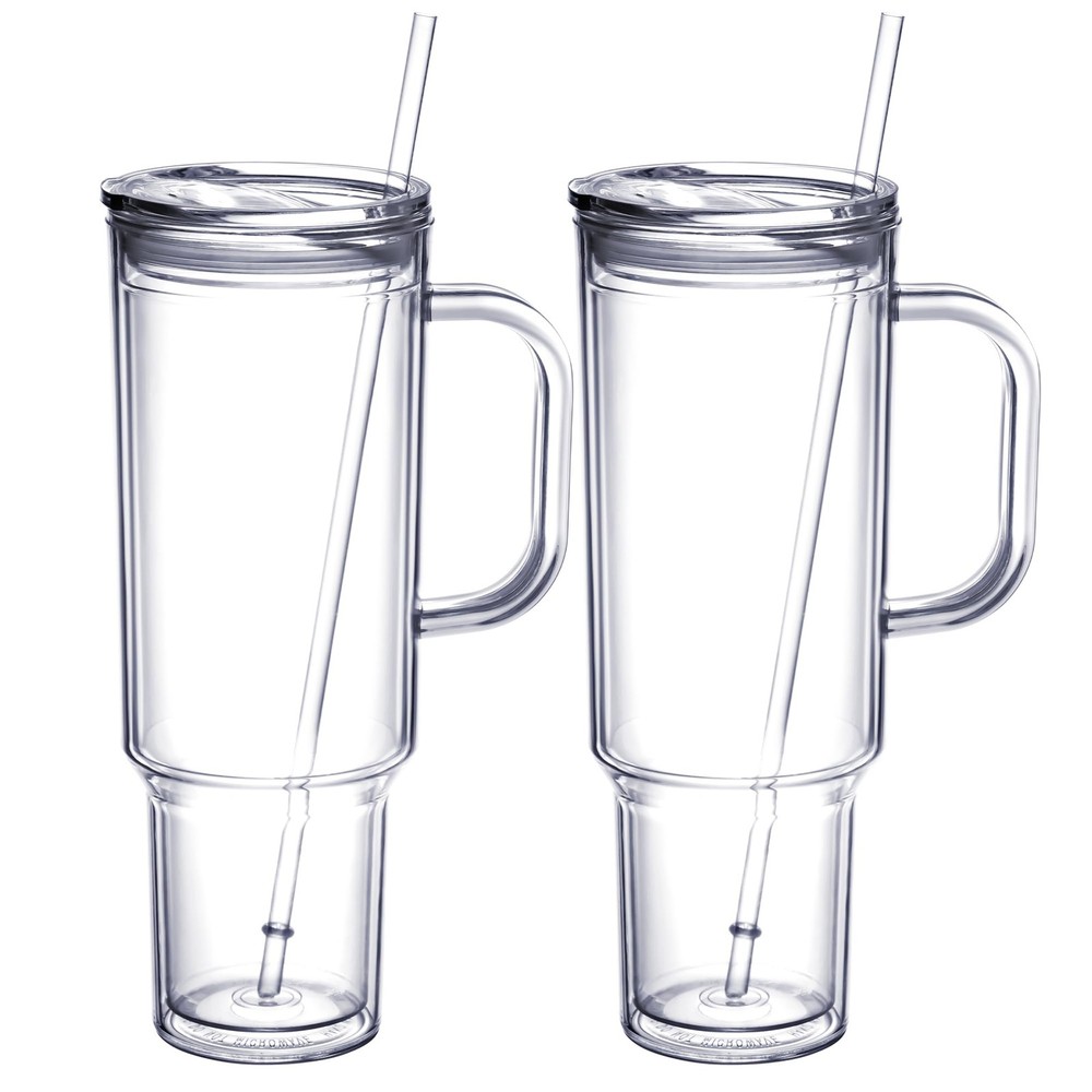 MEWAY 40 oz Acrylic Tumbler with Handle and 4 inches x 12 inches, Transparent
