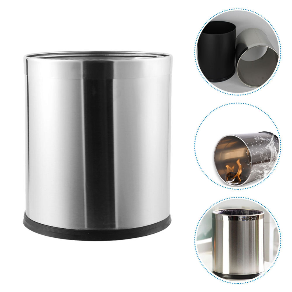 Waste Basket Stainless Steel Double Layer Trash Can 10l Versatile