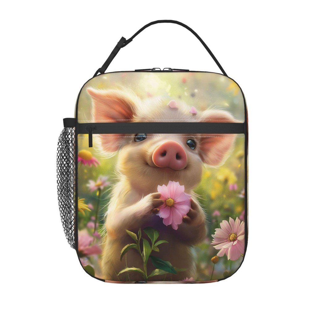 Cute Pig Insulated Lunch Tote for Women & Men - Reusable Portable Cooler Bag