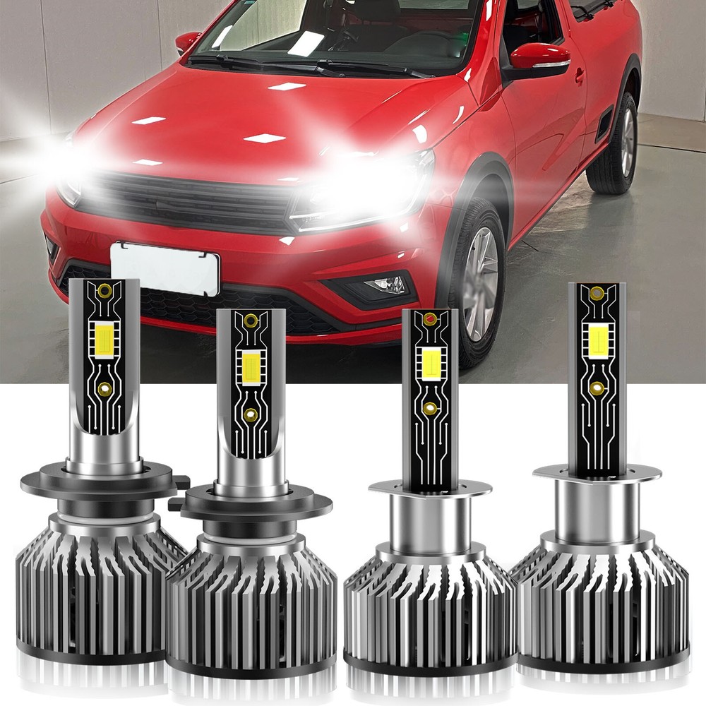 For Saveiro 2017-2019 4X H1+H7 Combo LED Headlight High Low Beam Bulbs Kit 6500K