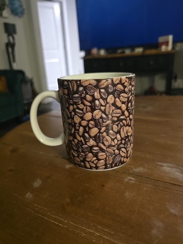 Starbucks 2007 heavy ceramic coffee bean design mug 16 oz