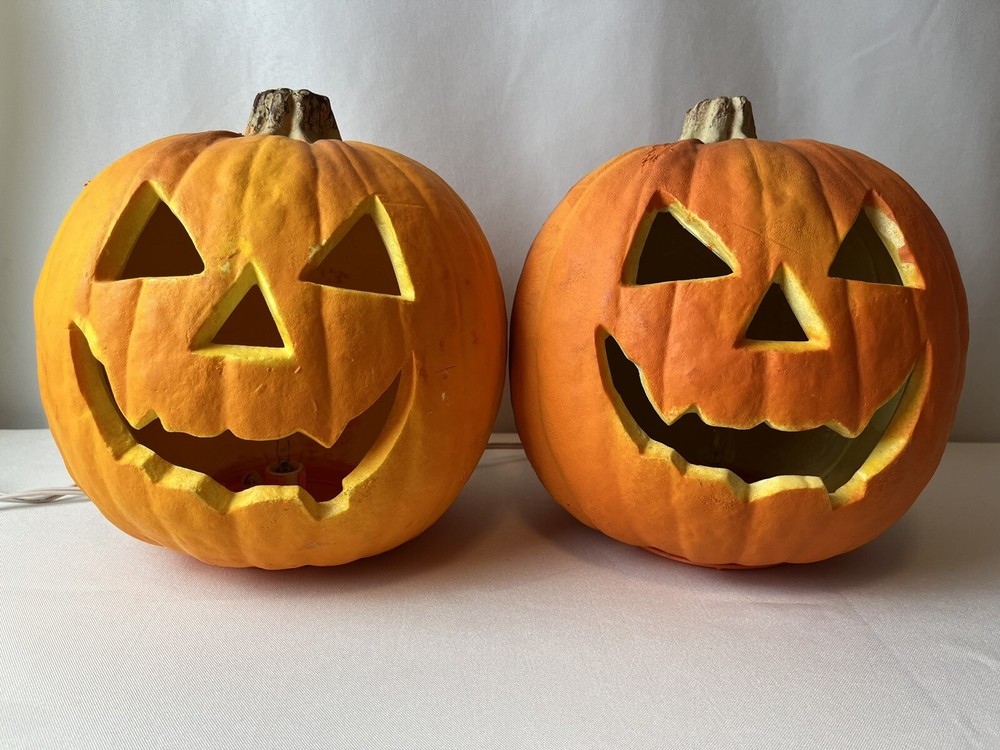 Vintage 1993 Trendmasters Light Up Pumpkins Jack O Lantern Halloween Foam Mold