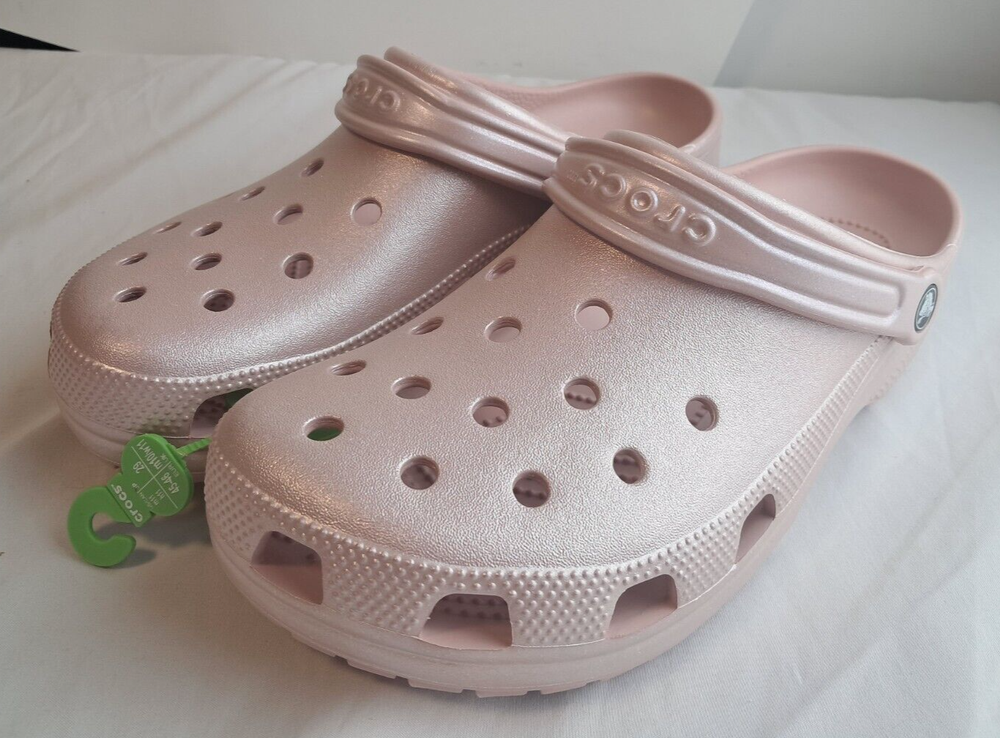 Crocs Classic Pink/Shimmer Clogs 208586-6TY Size Mens 11 Womens 13