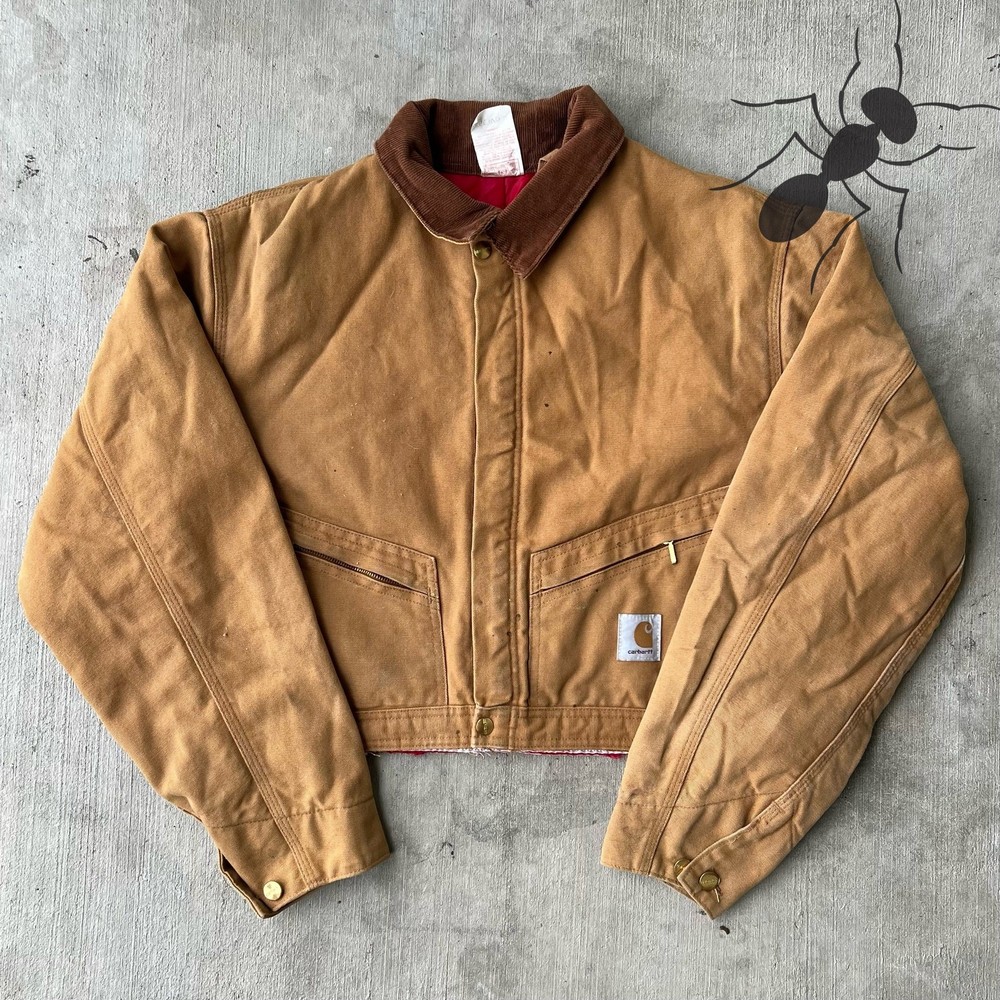 Vintage Y2K Brown Carhartt Detroit Cropped Work Jacket
