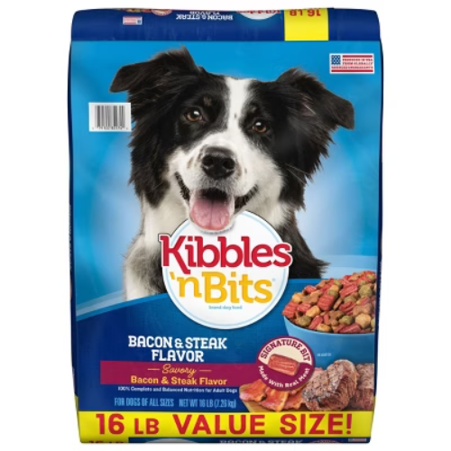 Kibbles'n Bits Bacon Steak Flavor Dry Dog Food for Adults - 16 lb Bag