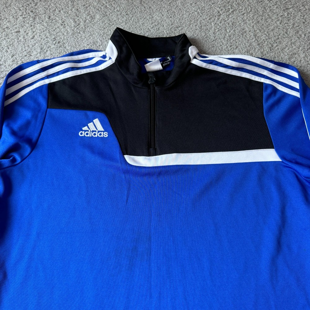 NEW Adidas Sweater Mens Extra Large Blue Black Climacool 1/4 Zip Pullover